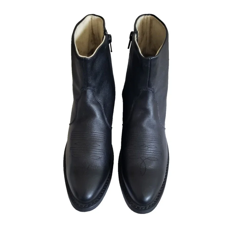 Durango Western Ankle Boots Men's Size 7.5 D Black Leather DB950 Side Zip